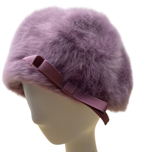 Kangol Womens Purple Lavander Angora Beret Hat With Bow Accent One Size - Picture 2 of 8